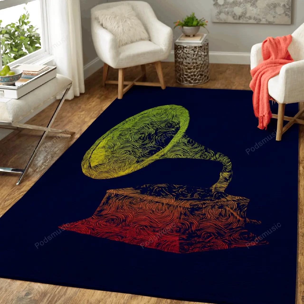 Phonograph instruments music art for fans area rug living room carpet rug regtangle carpet floor decor home decor Rectangle Rug
