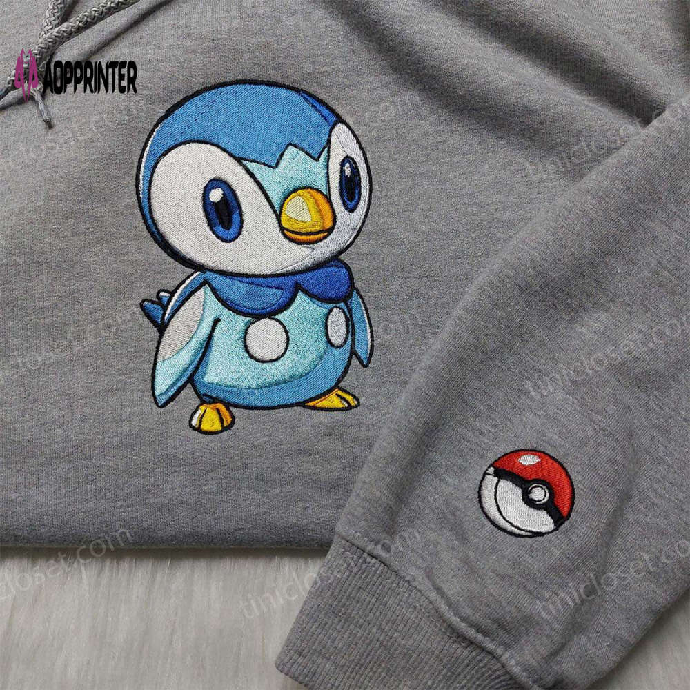 Piplup pokemon embroidered shirt & sweatshirt – anime hoodies for fans Embroidered Shirt