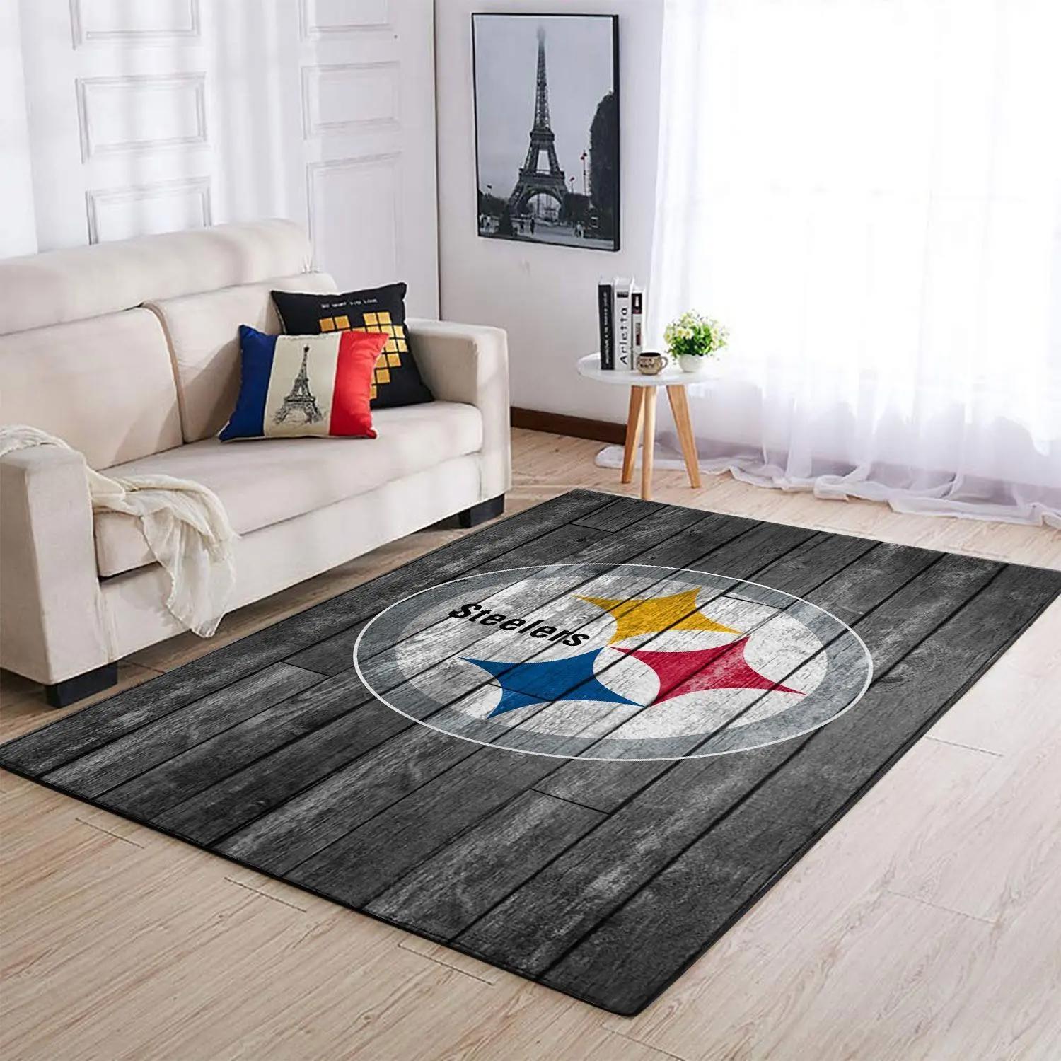 Pittsburgh steelers nfl area rugs football living room carpet wooden home Rectangle Rug