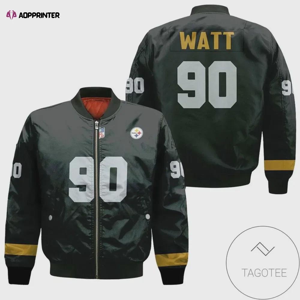 Pittsburgh steelers t j watt black customized pattern bomber jacket Bomber Jacket