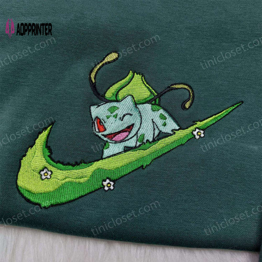 Pokemon bulbasaur nike embroidered sweatshirt – anime custom shirt Embroidered Shirt