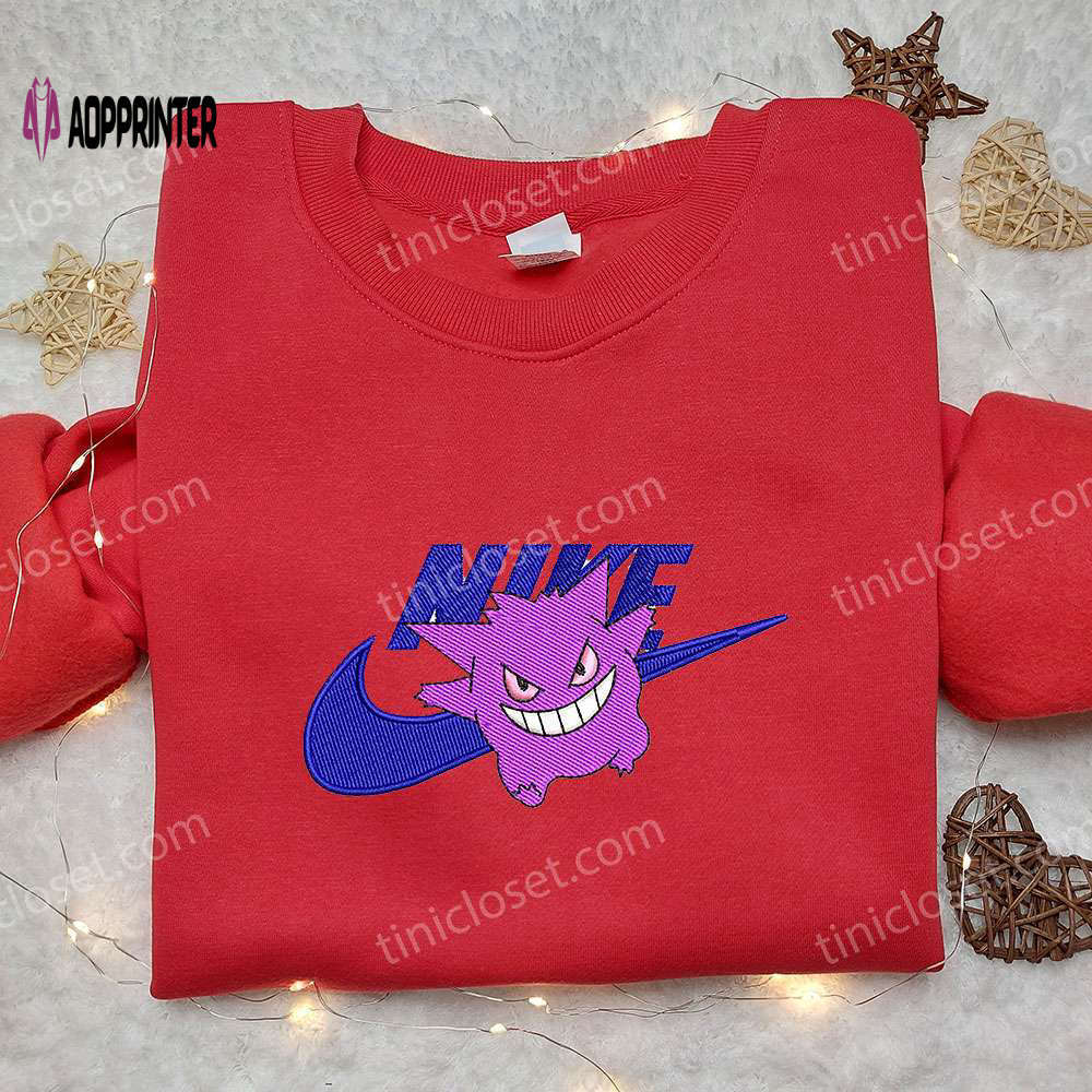 Pokemon gengar x nike embroidered hoodie & shirt – unique stylish & inspired by nike Embroidered Shirt
