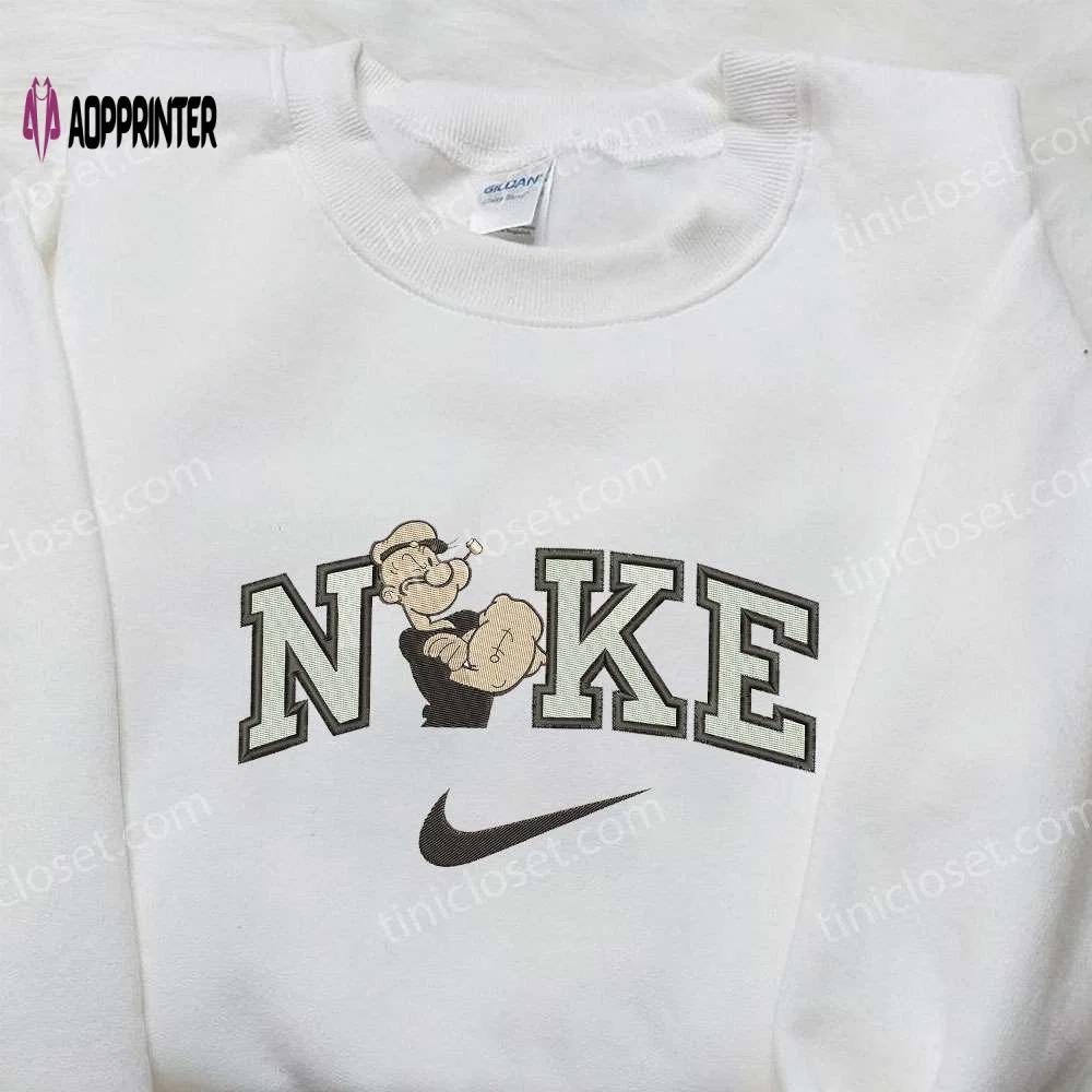 Popeye x nike embroidered sweatshirt – sailor style with nike inspiration Embroidered Shirt