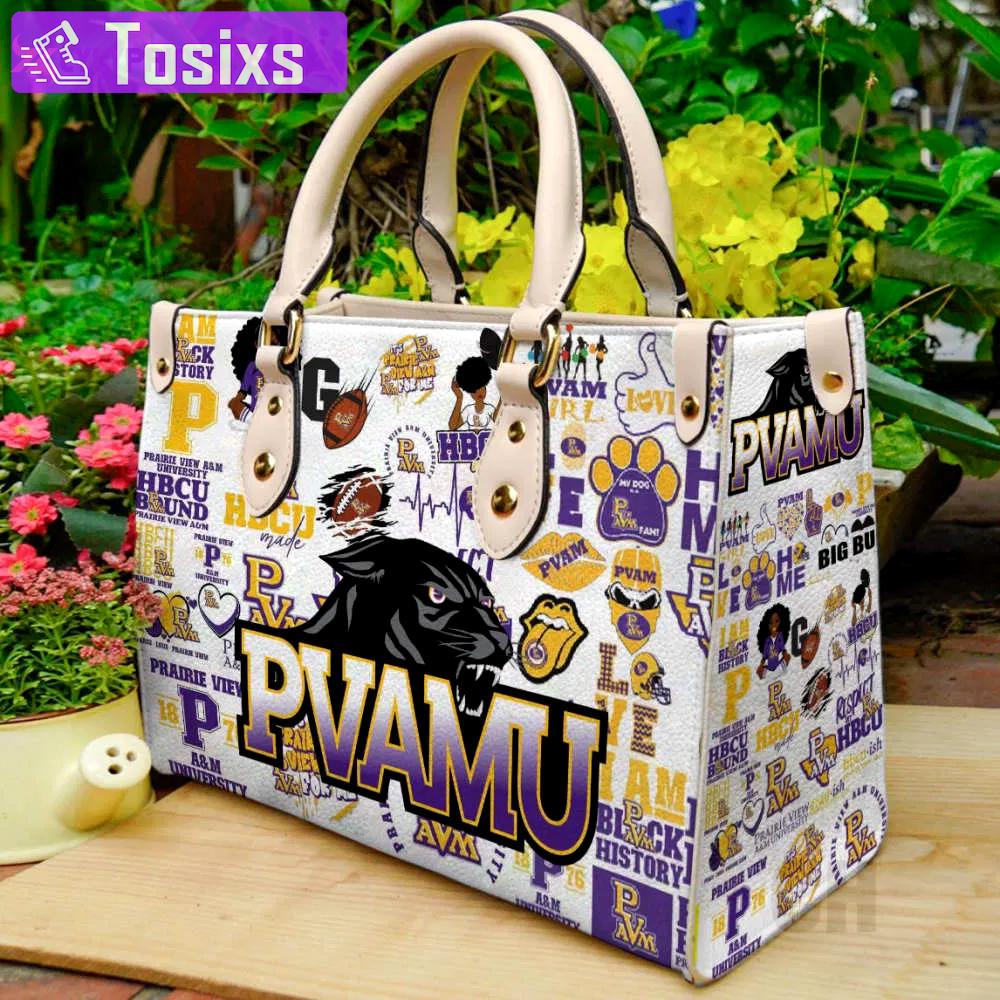 Prairie view a&m panthers leather handbag gift for women 4324 Women Leather Hand Bag
