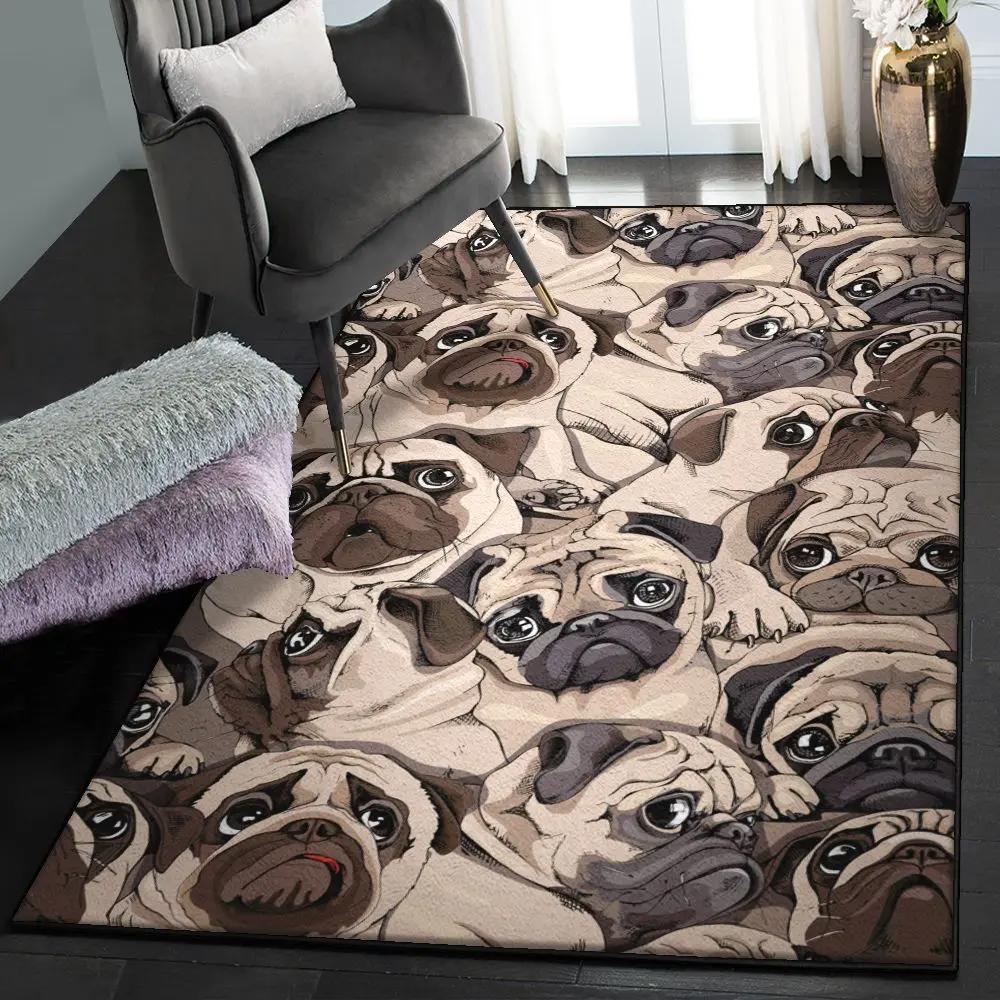 Pug puppy indoor outdoor rugs, pug rug Rectangle Rug