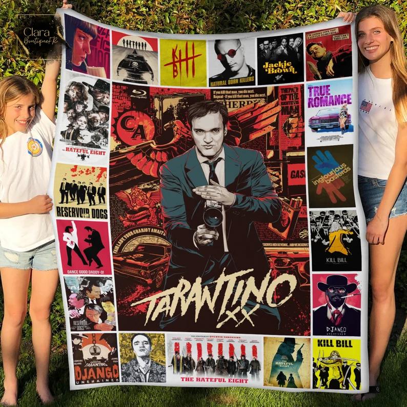 Quentin tarantino inspired fleece blanket, mink sherpa blanket, film director blanket, tarantino blanket, quentin tarantino quilt Quilt Blanket