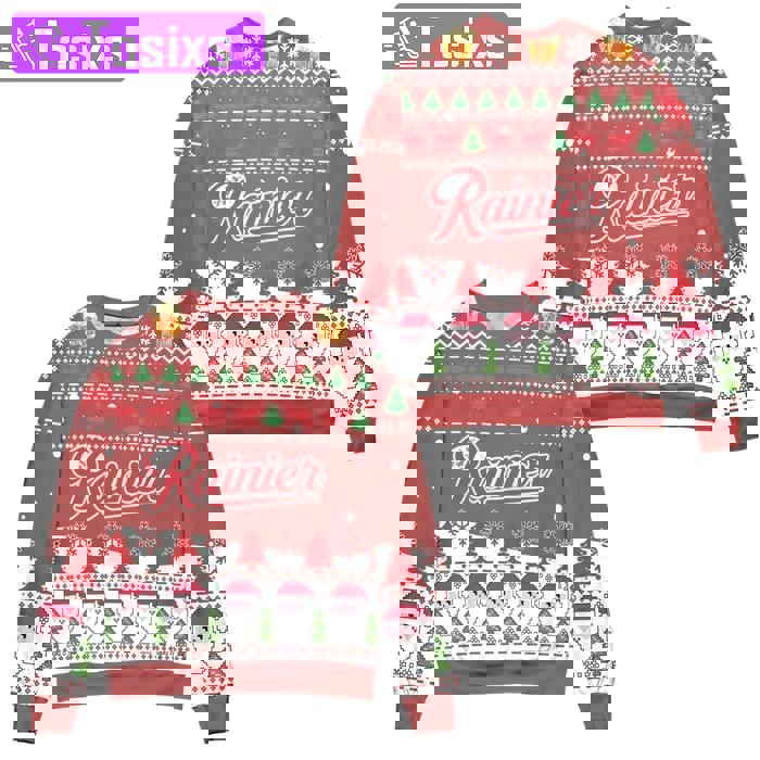 Rainier beer logo santa claus pattern ugly christmas  hot 2024 style 105 Christmas Ugly Sweater
