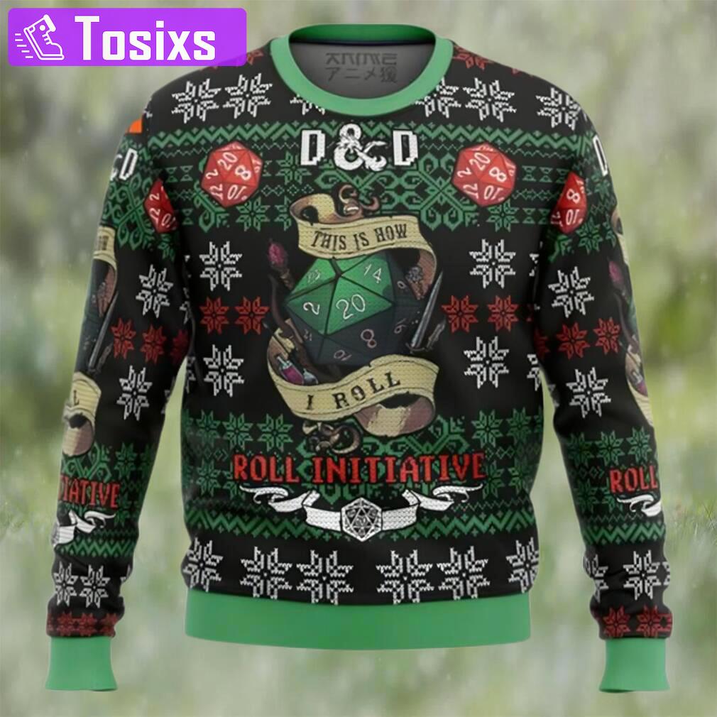 Roll initiative dungeons & dragons ugly christmas sweater Christmas Ugly Sweater