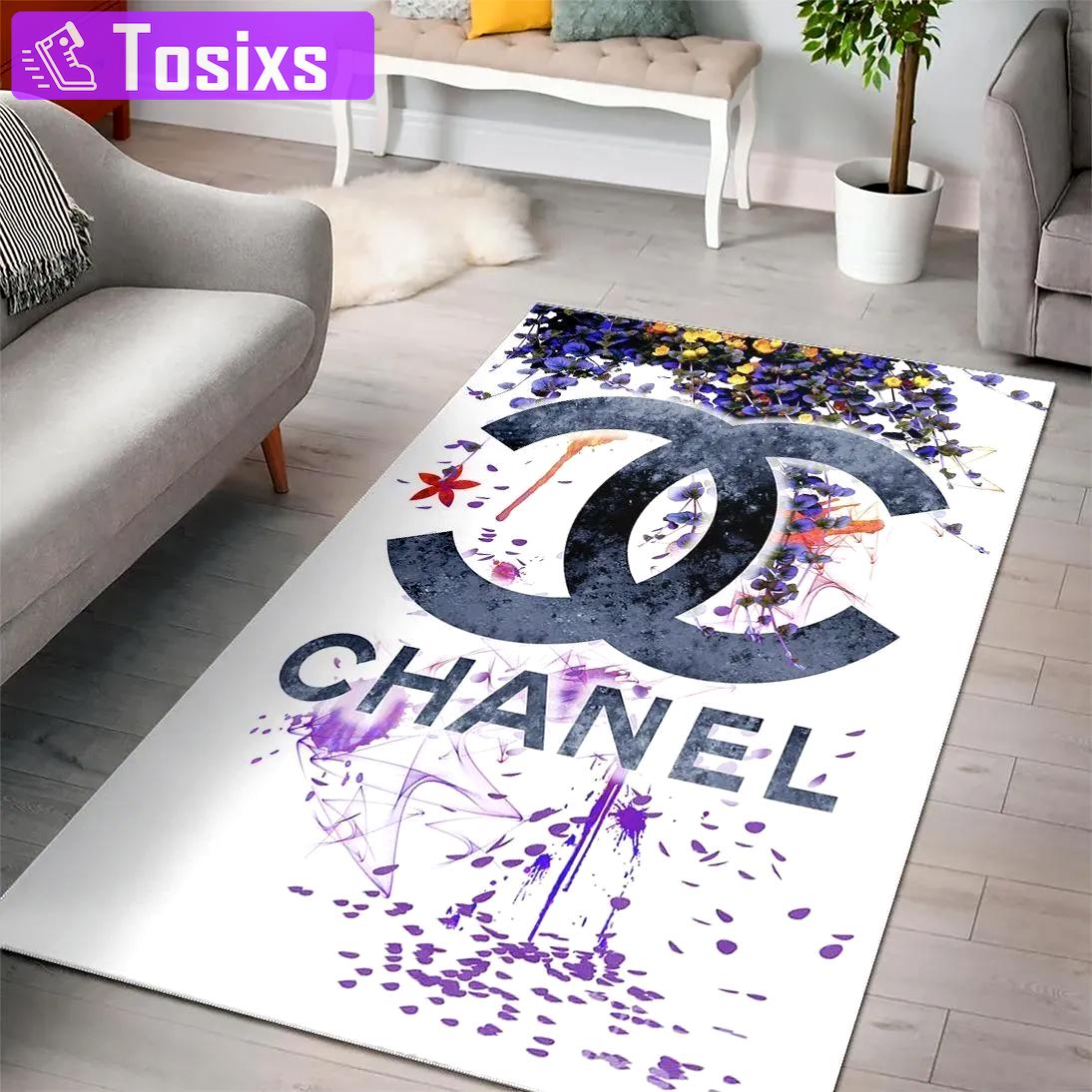 Rugs in living room and bedroom - Chanel white black logo luxury fashion luxury brand premium rug carpet for living room bedroom carpet floor mats keep warm in winter mat Rectangle Rug