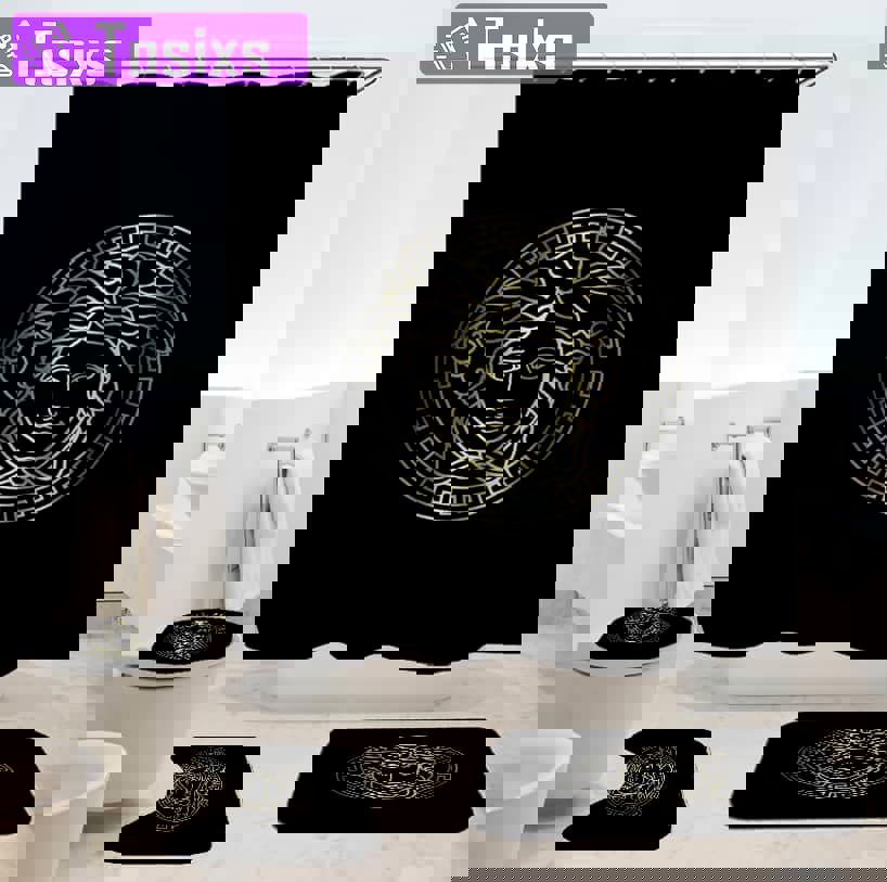 Rugs in living room and bedroom - Gianni versace bathroom set hot 2023 luxury shower curtain bath rug mat home decor 169 Bathroom Accessory Sets