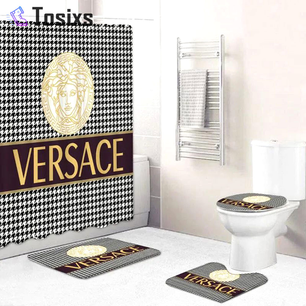 Rugs in living room and bedroom - Gianni versace bathroom set hot 2023 luxury shower curtain bath rug mat home decor 289 Bathroom Accessory Sets