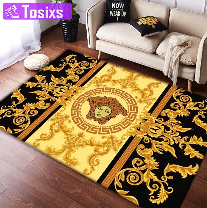 Rugs in living room and bedroom - Gianni versace gold luxury area rug for living room bedroom carpet home decorations mat Rectangle Rug