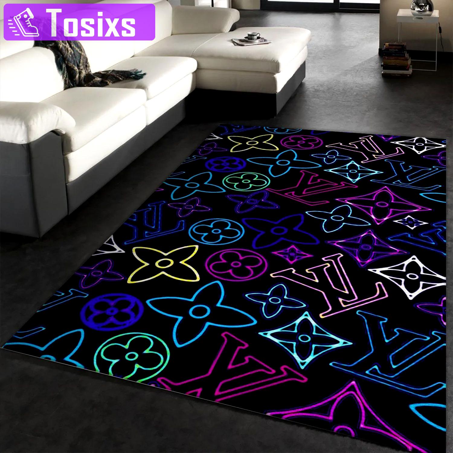Rugs in living room and bedroom - Louis vuitton neon rug fashion brand rug christmas gift floor mats keep warm in winter Rectangle Rug