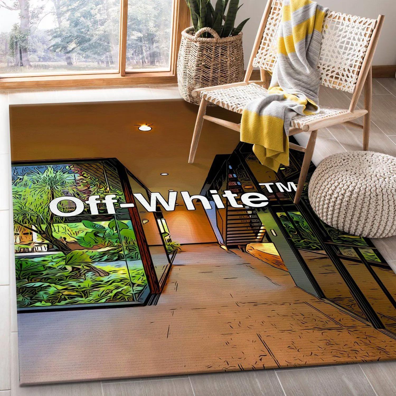 Rugs in living room and bedroom - Off-white poster area rug fashion brand rug floor decor home decorations Rectangle Rug