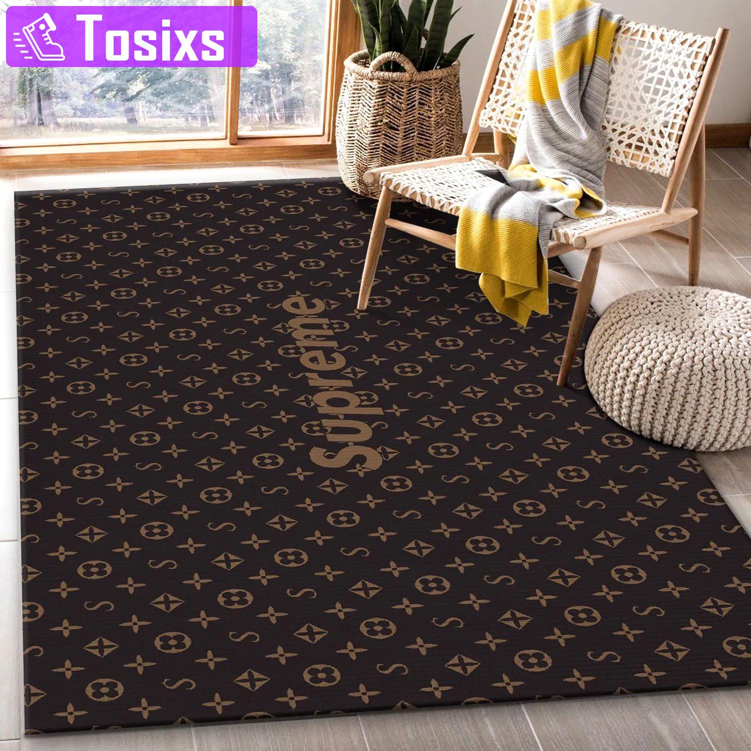 Rugs in living room and bedroom - Supereme x louis vuitton ver4 fashion brand area rug bedroom rug christmas gift us decor Rectangle Rug