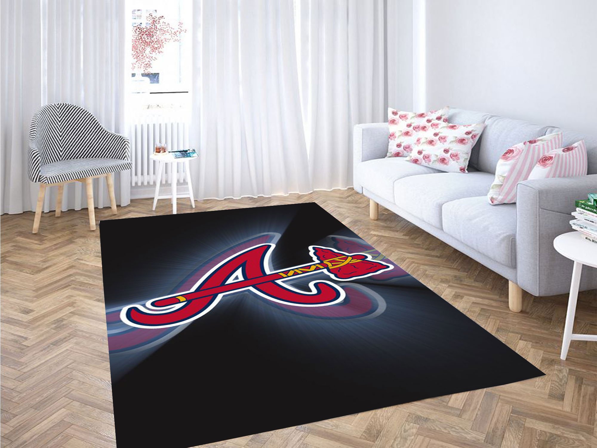 Rugs in living room and bedroom atlanta braves carpet Rectangle Rug