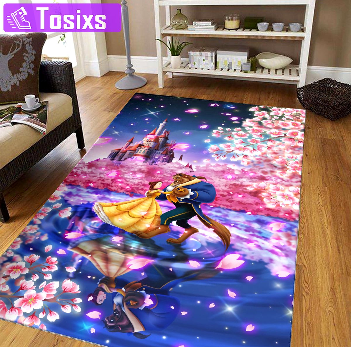 Rugs in living room and bedroom beauty and the beast Rectangle Rug