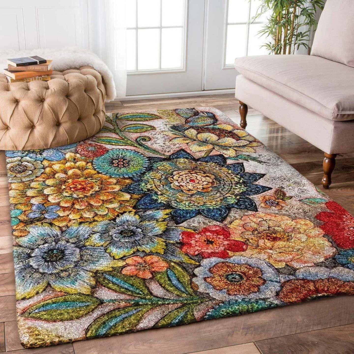 Rugs in living room and bedroom blooming flower rug carpet Rectangle Rug