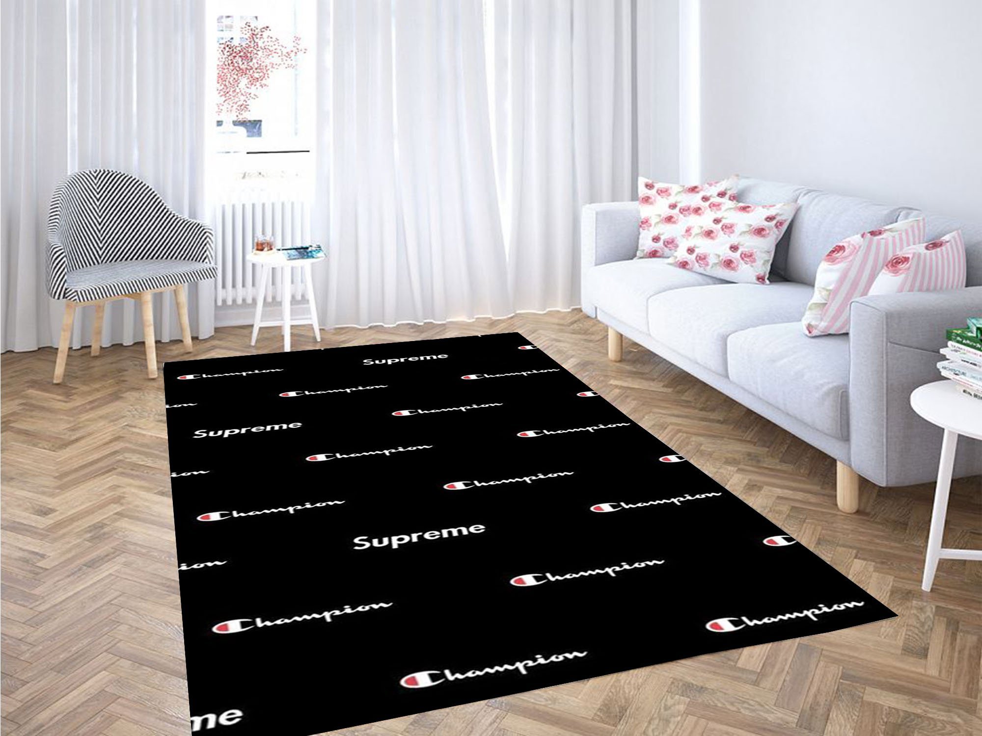 Rugs in living room and bedroom champions black wallpaper Rectangle Rug