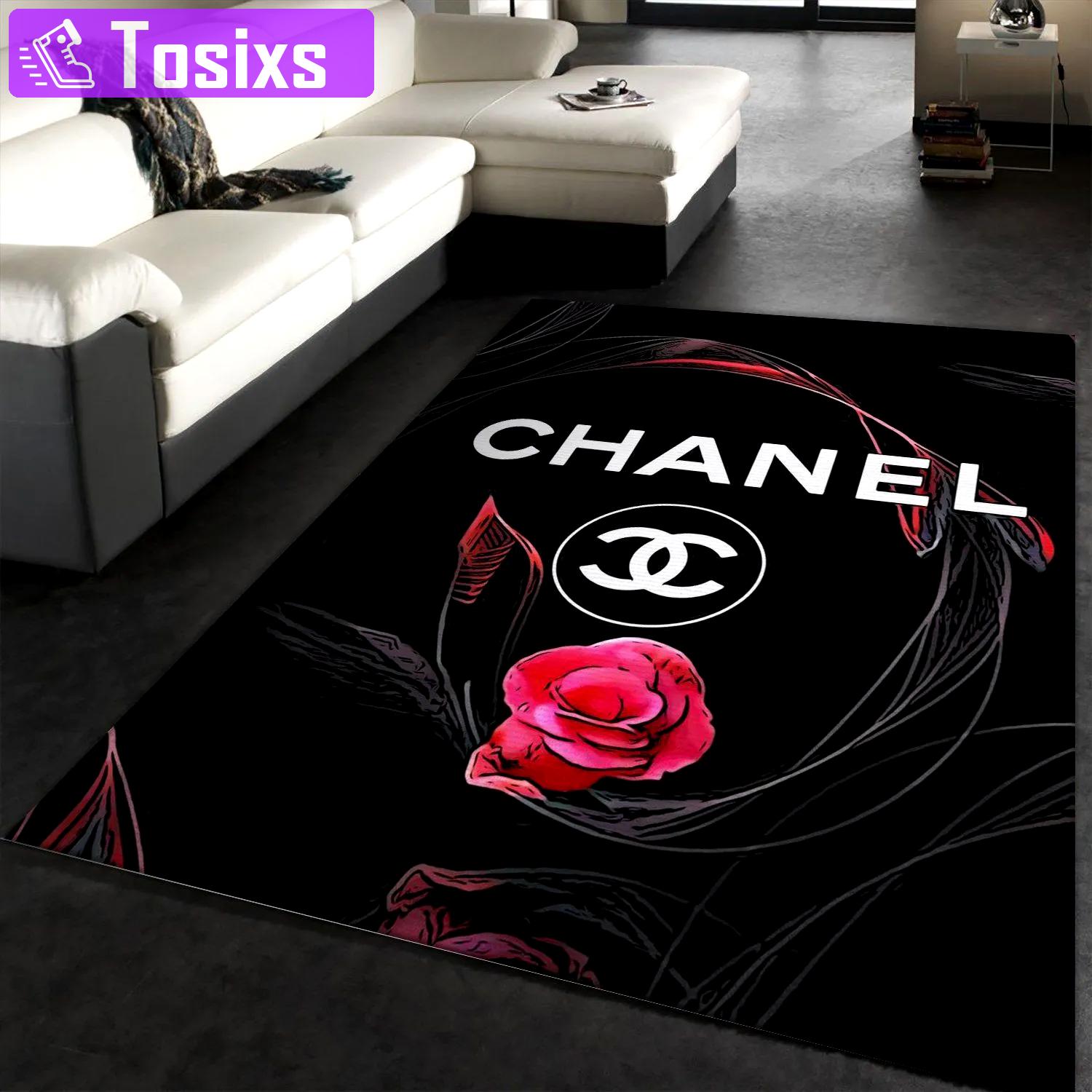 Rugs in living room and bedroom chanel logo area rug Rectangle Rug