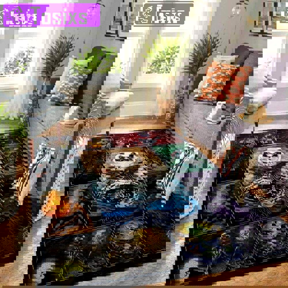 Rugs in living room and bedroom christmas haloween jack skellington all over print area rug Rectangle Rug