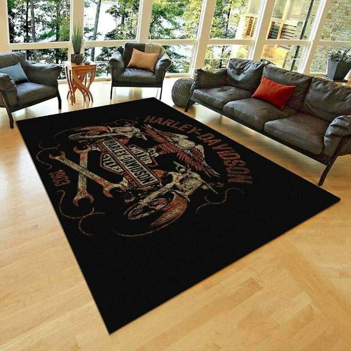 Rugs in living room and bedroom harley davidson new rug Rectangle Rug