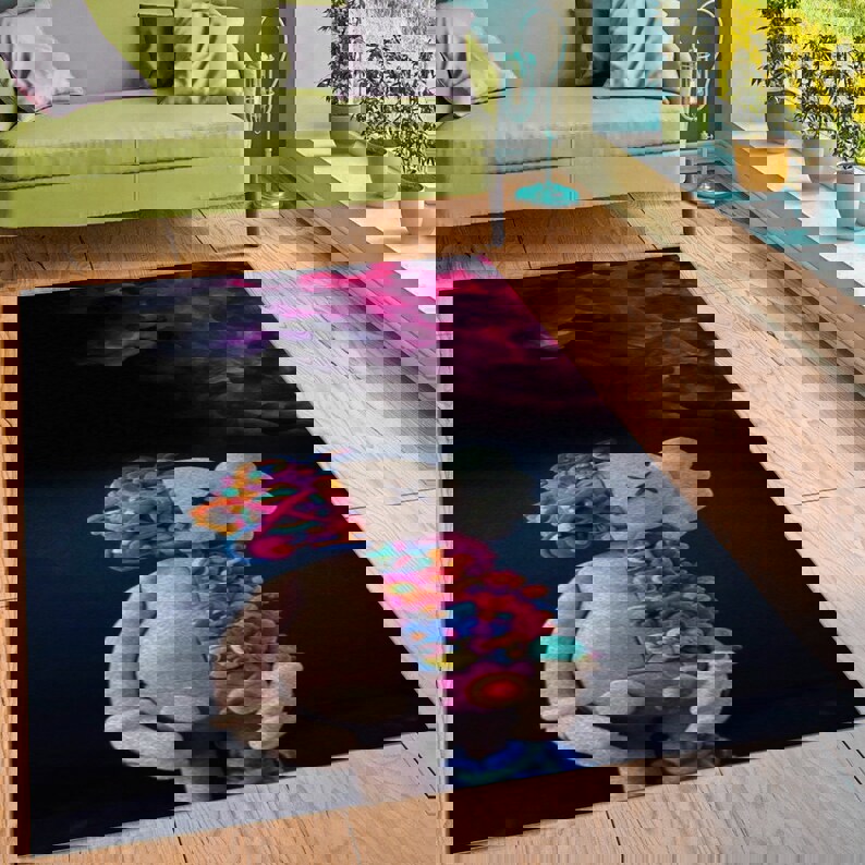 Rugs in living room and bedroom kaw modern rug - kaw cartoon rug - street fashion- flying man mat- sneaker room decor- living room rug- popular rug- boyfriend gift idea Rectangle Rug