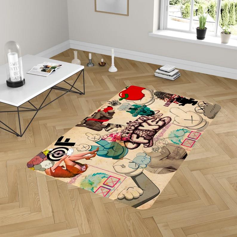 Rugs in living room and bedroom kaw retro rug - kaw area rug - boy room decor- kaw rug- kaw carpet- kaw rug for boy- hypebeast kaw rug- boyfriend lover gift- kaw decor Rectangle Rug