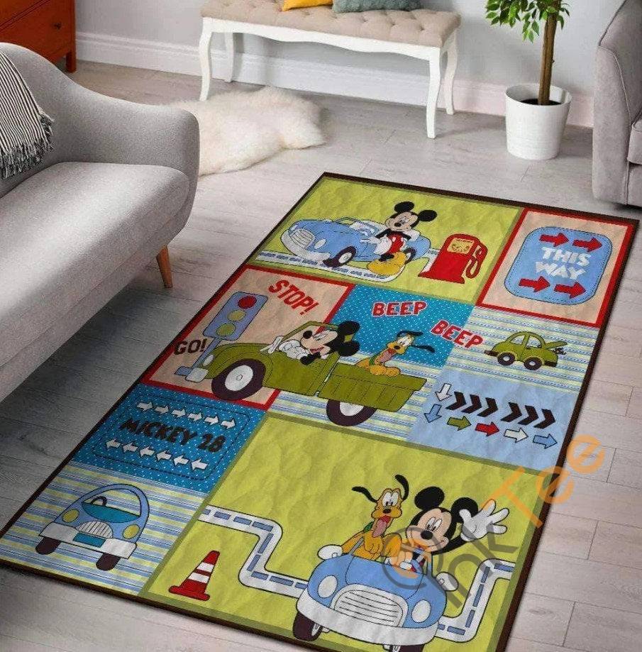 Rugs in living room and bedroom mickey mouse and pluto Rectangle Rug