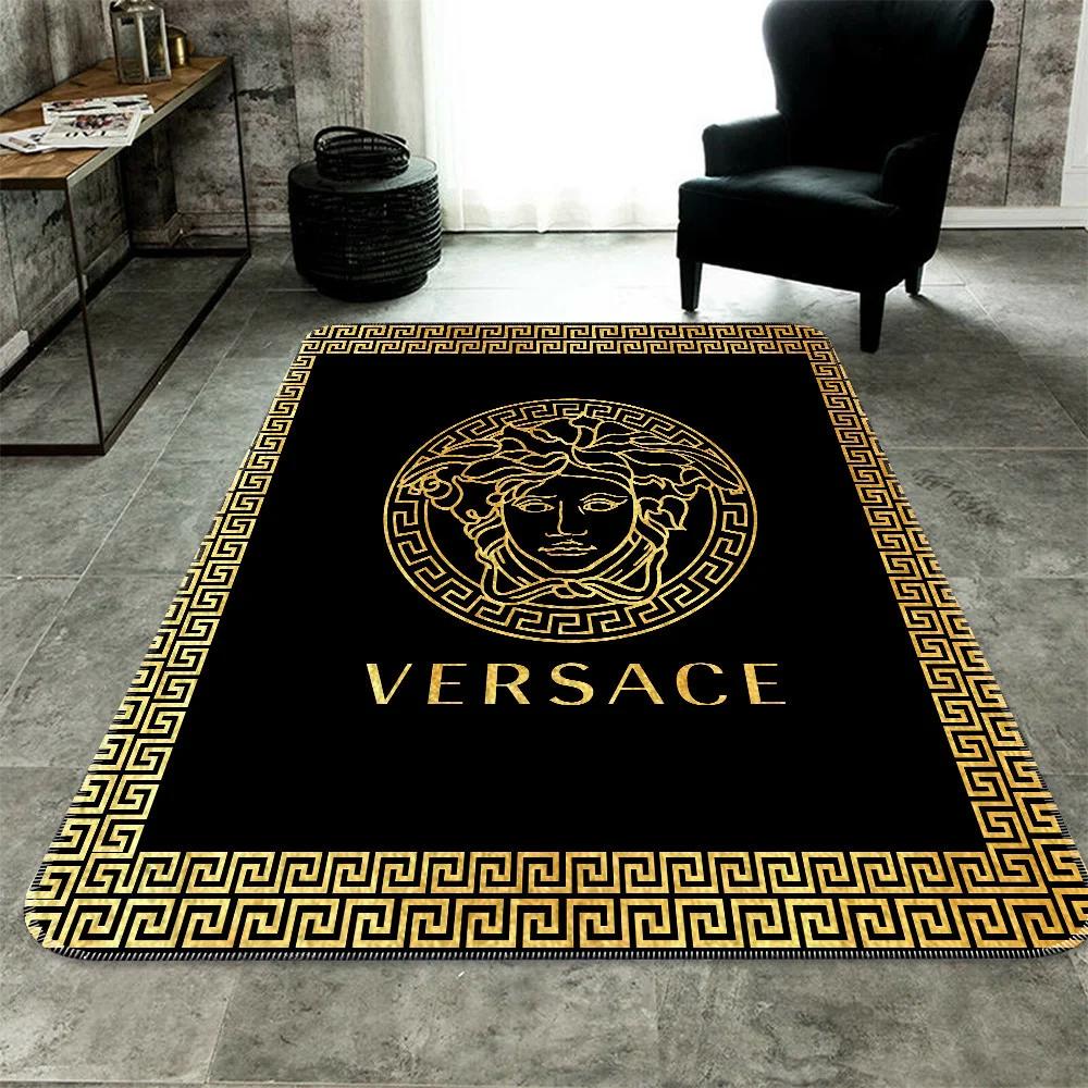Rugs in living room and bedroom versace golden pattern fashion limited luxury brand rug carpet home decor Rectangle Rug