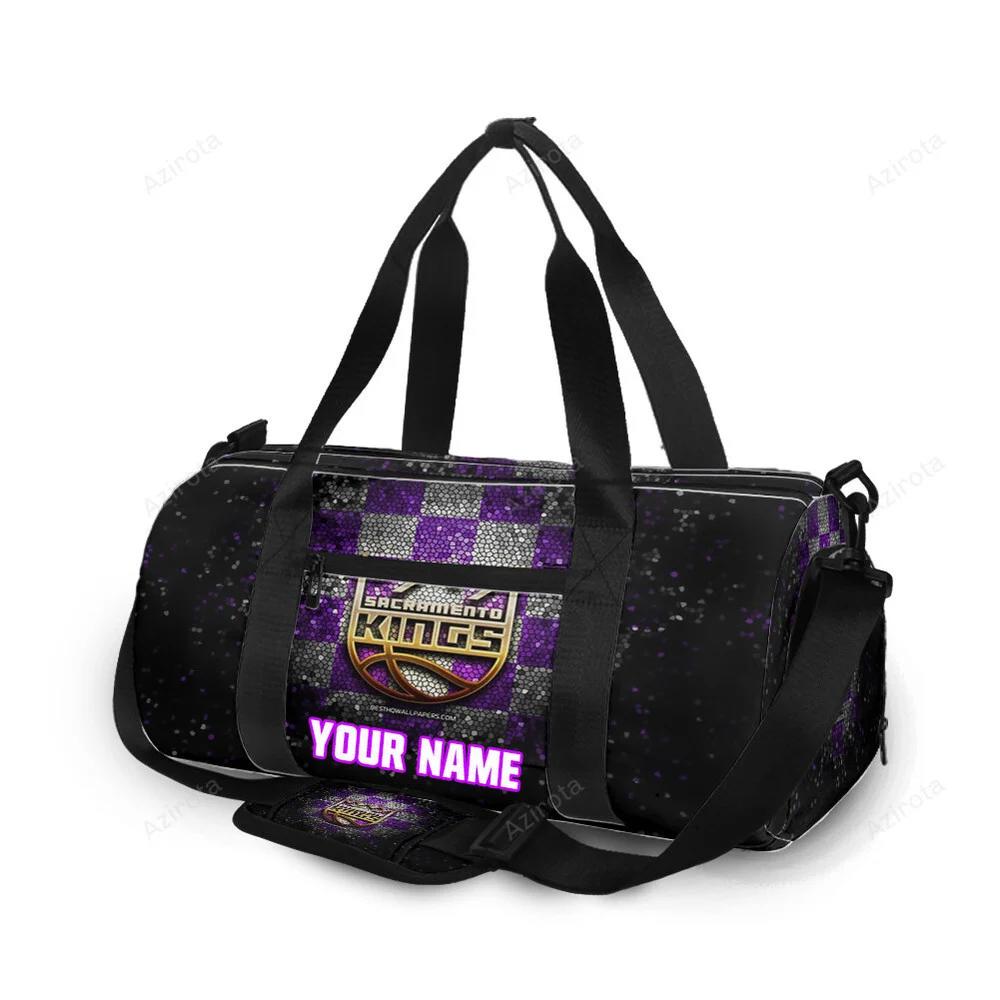 Sacramento kings emblem texture twinkle personalized name travel bag gym bag 2294 Travel Bag