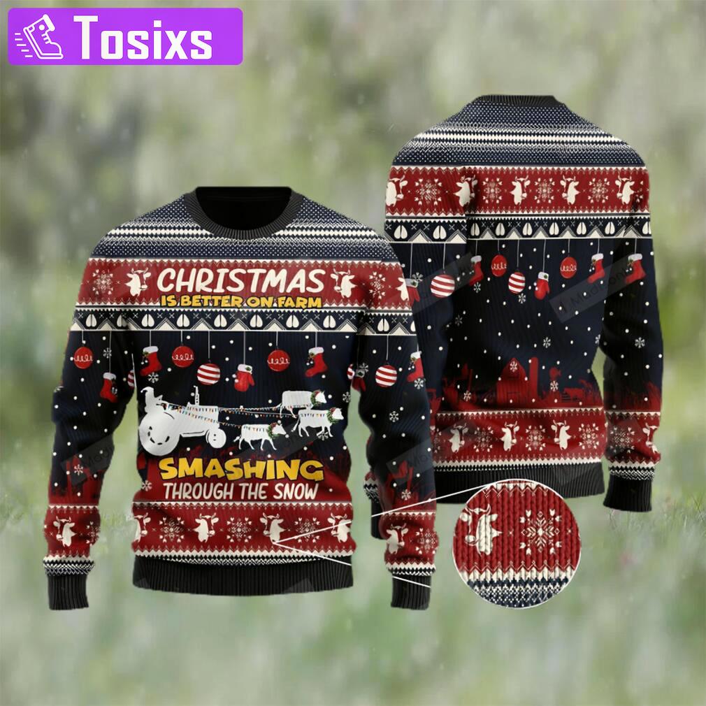 Santa claus with reindeer cow for unisex ugly christmas sweater Christmas Ugly Sweater