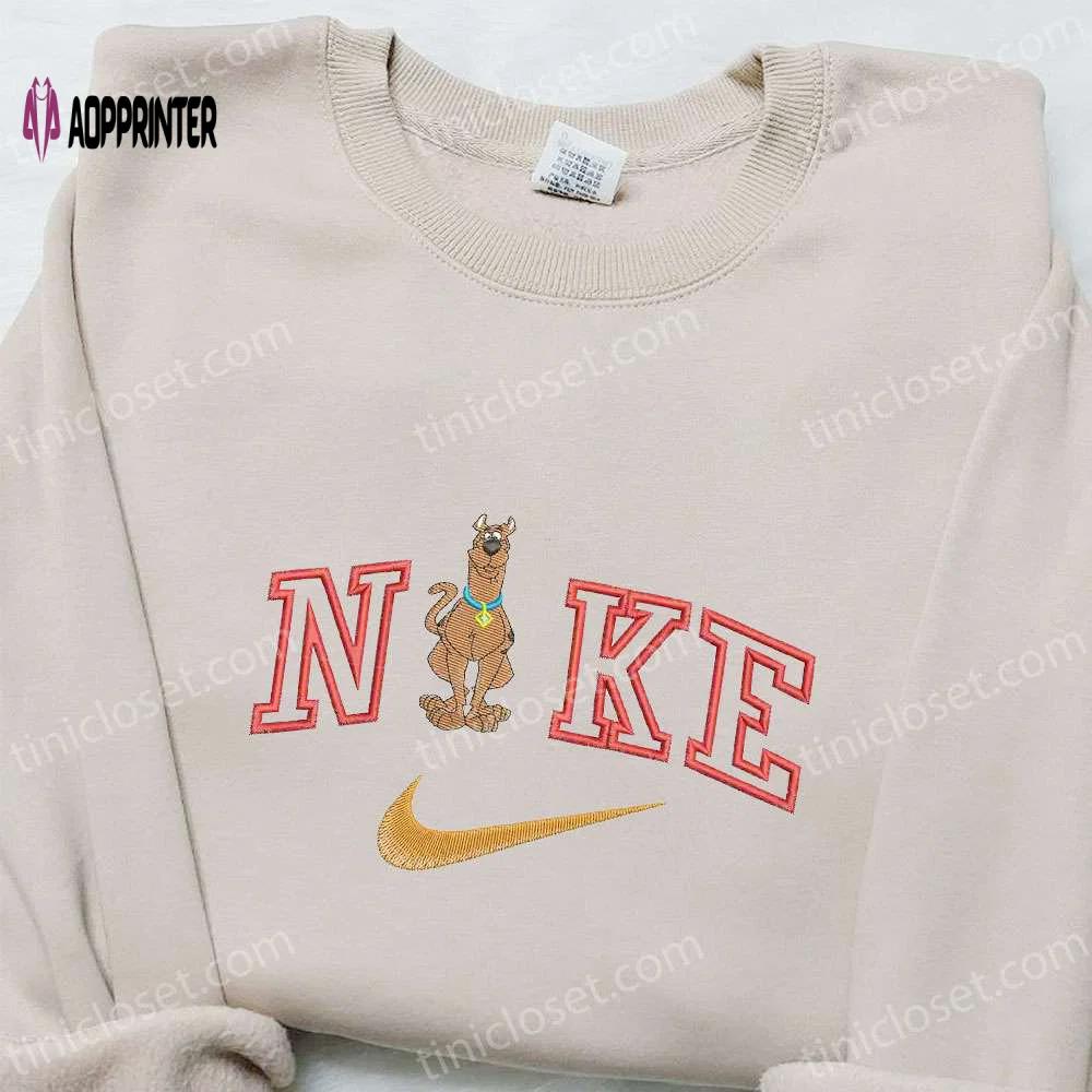 Scooby doo x nike cartoon embroidered shirt sweatshirt & hoodie – customized fun wear Embroidered Shirt