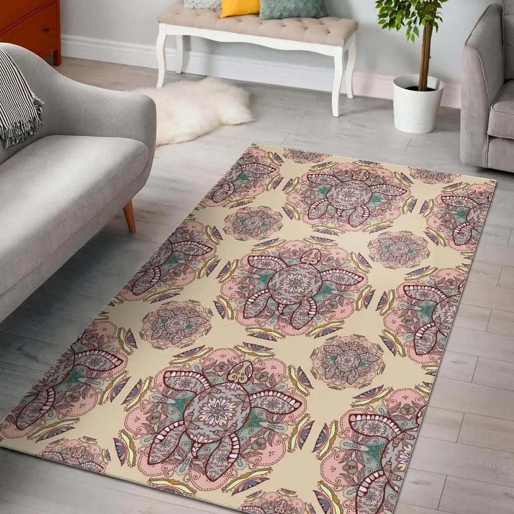 Sea turtle hawaiian pattern print area rug living room rug home decor Rectangle Rug