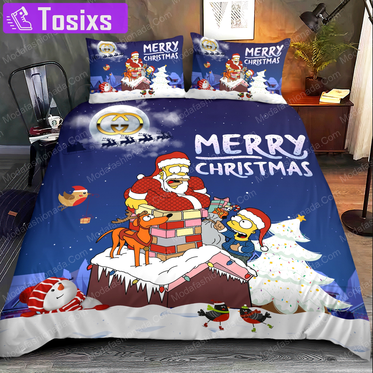 Simpson family gucci merry christmas bedding sets home decoration Bedding Sets