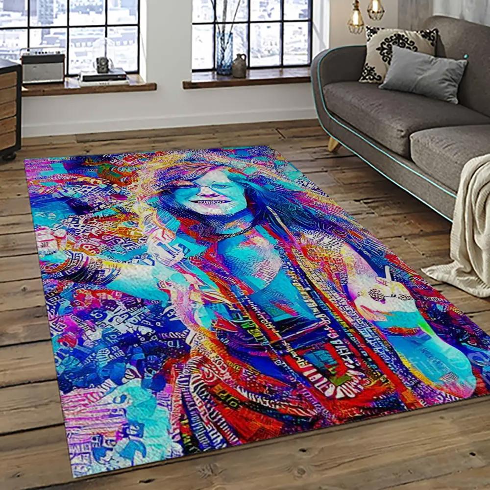 Singer janis joplin music carpet rectangle area rug for living room bedroom decor jj26 Rectangle Rug
