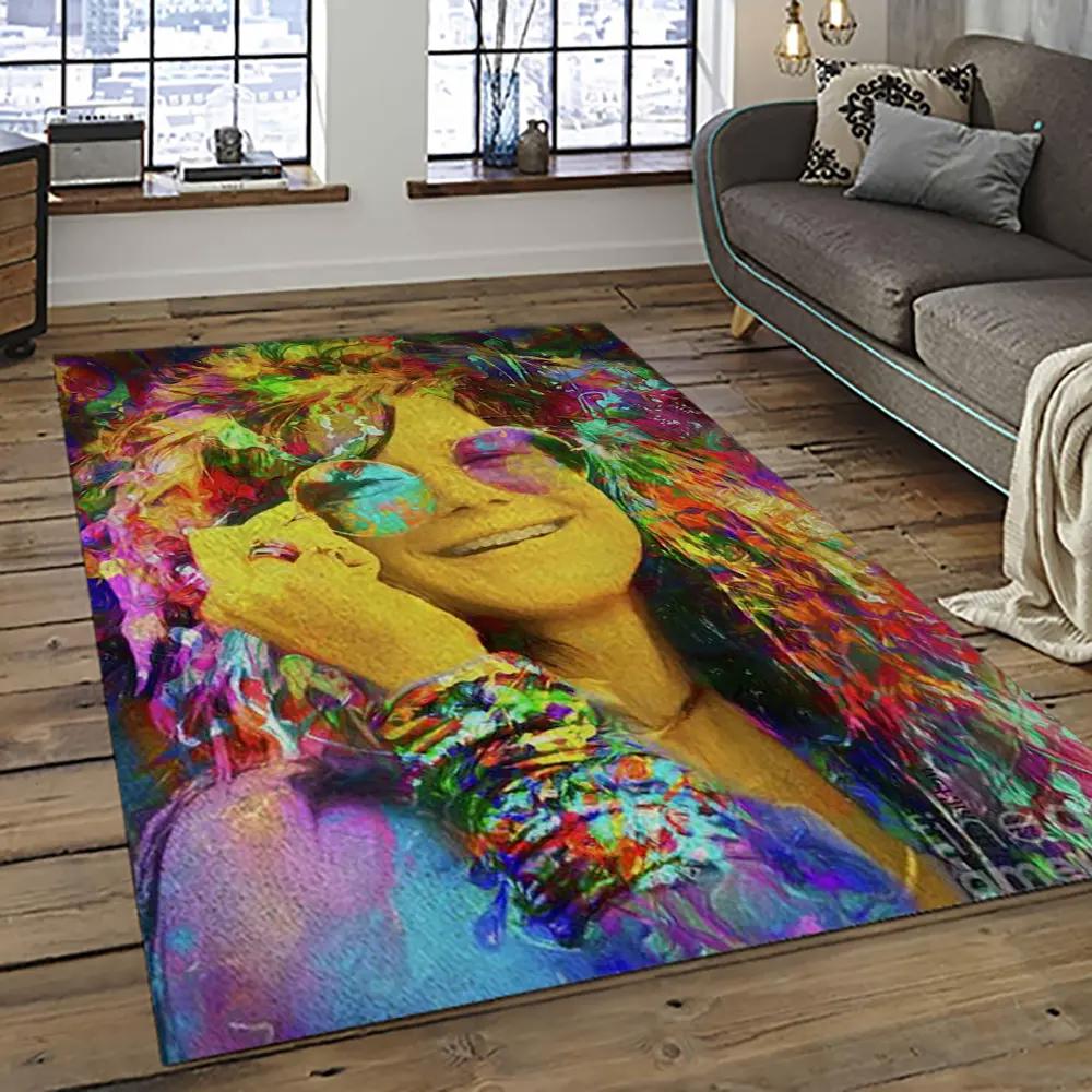 Singer janis joplin music carpet rectangle area rug for living room bedroom decor jj35 Rectangle Rug