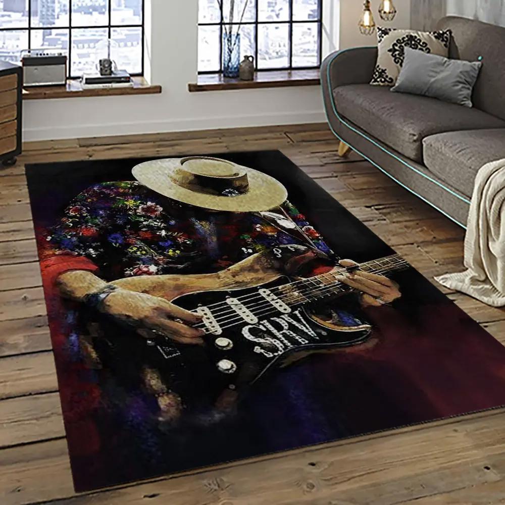 Singer stevie ray vaughan music carpet rectangle area rug for living room bedroom decor srv13 Rectangle Rug