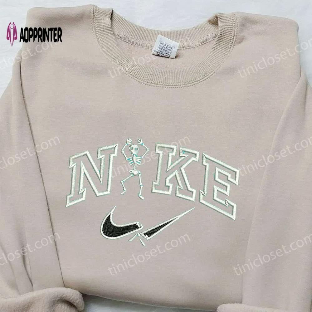 Skeleton x nike embroidered sweatshirt & halloween shirt – unique nike inspired designs Embroidered Shirt