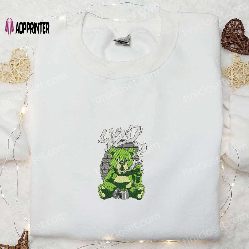 Smoking bear embroidered shirt – cool family gift for best style Embroidered Shirt