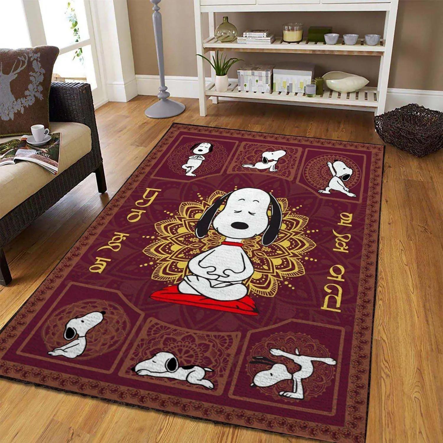 Snoopy yoga area rugs living room carpet fn181242 rug regtangle carpet floor decor home decor Rectangle Rug