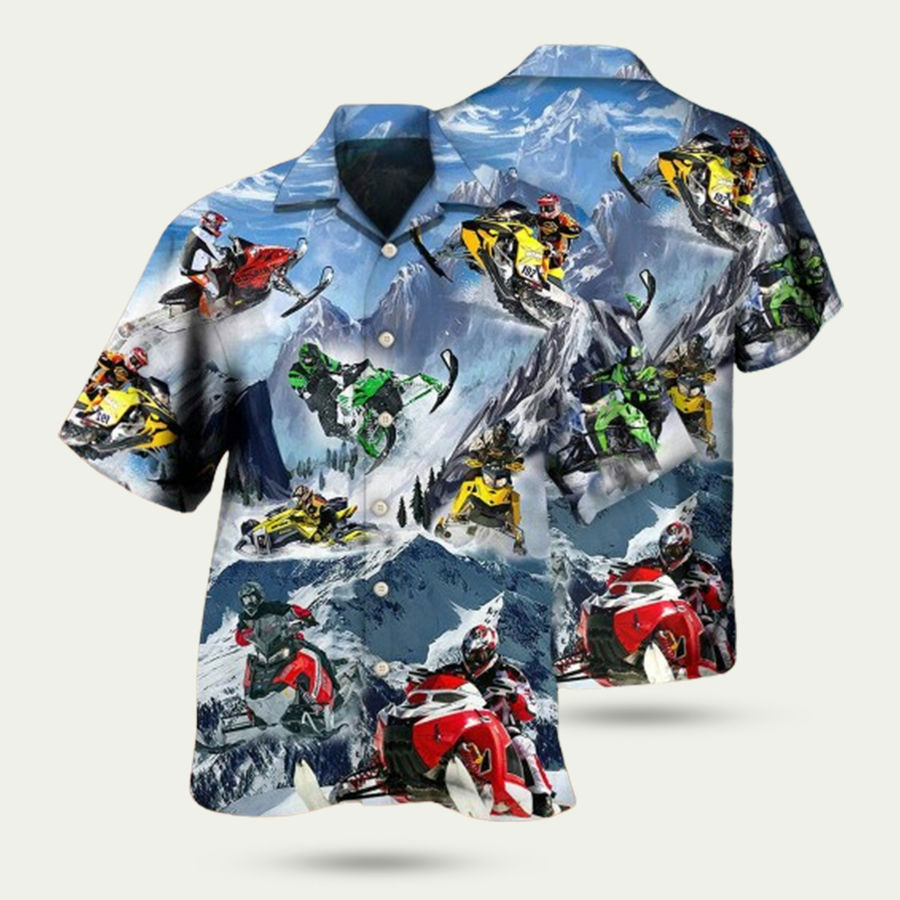 Snowmobile life style with ice mountain hawaiian shirt Hawaii Shirt Shorts & Flip Flops