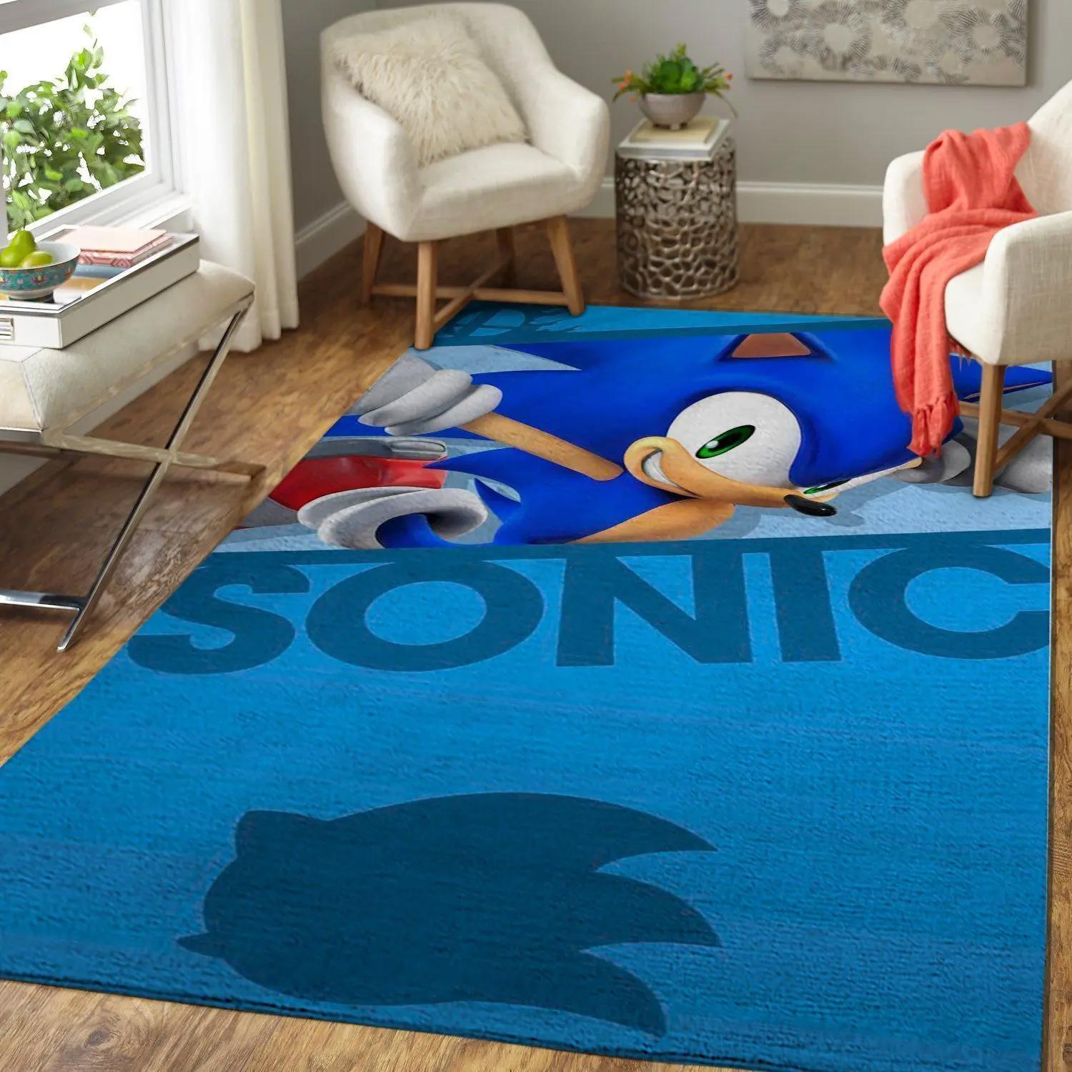 Sonic the hedgehog area rug gaming carpet gamer living room rugs rug regtangle carpet floor decor home decor v983 Rectangle Rug