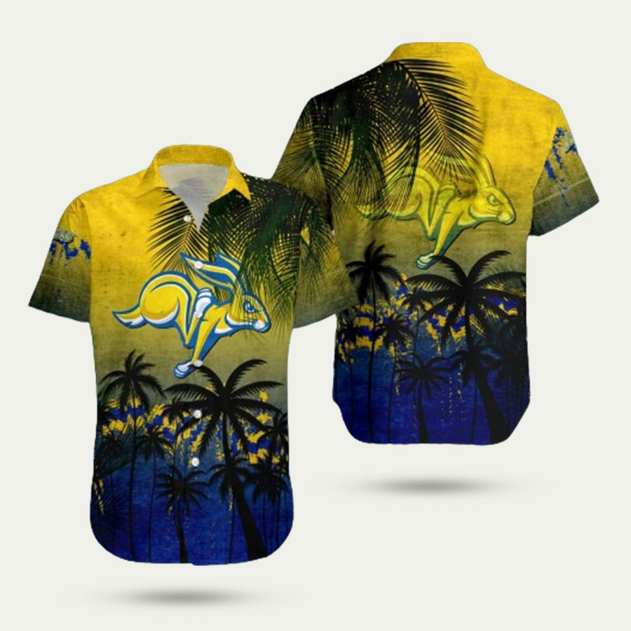 South dakota state jackrabbits coconut tree tropical grunge hawaiian shirt Hawaii Shirt Shorts & Flip Flops