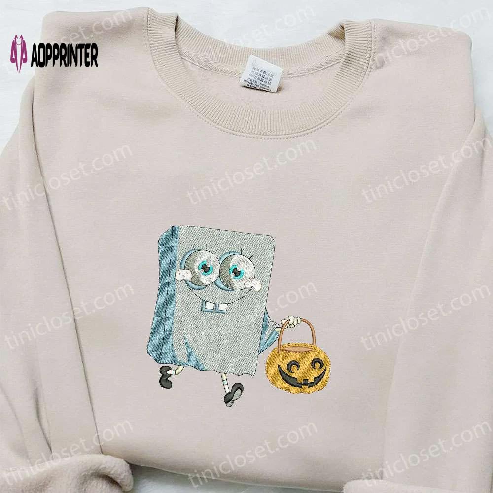 Spongebob halloween t-shirt & hoodie: best embroidered cartoon gift ideas Embroidered Shirt