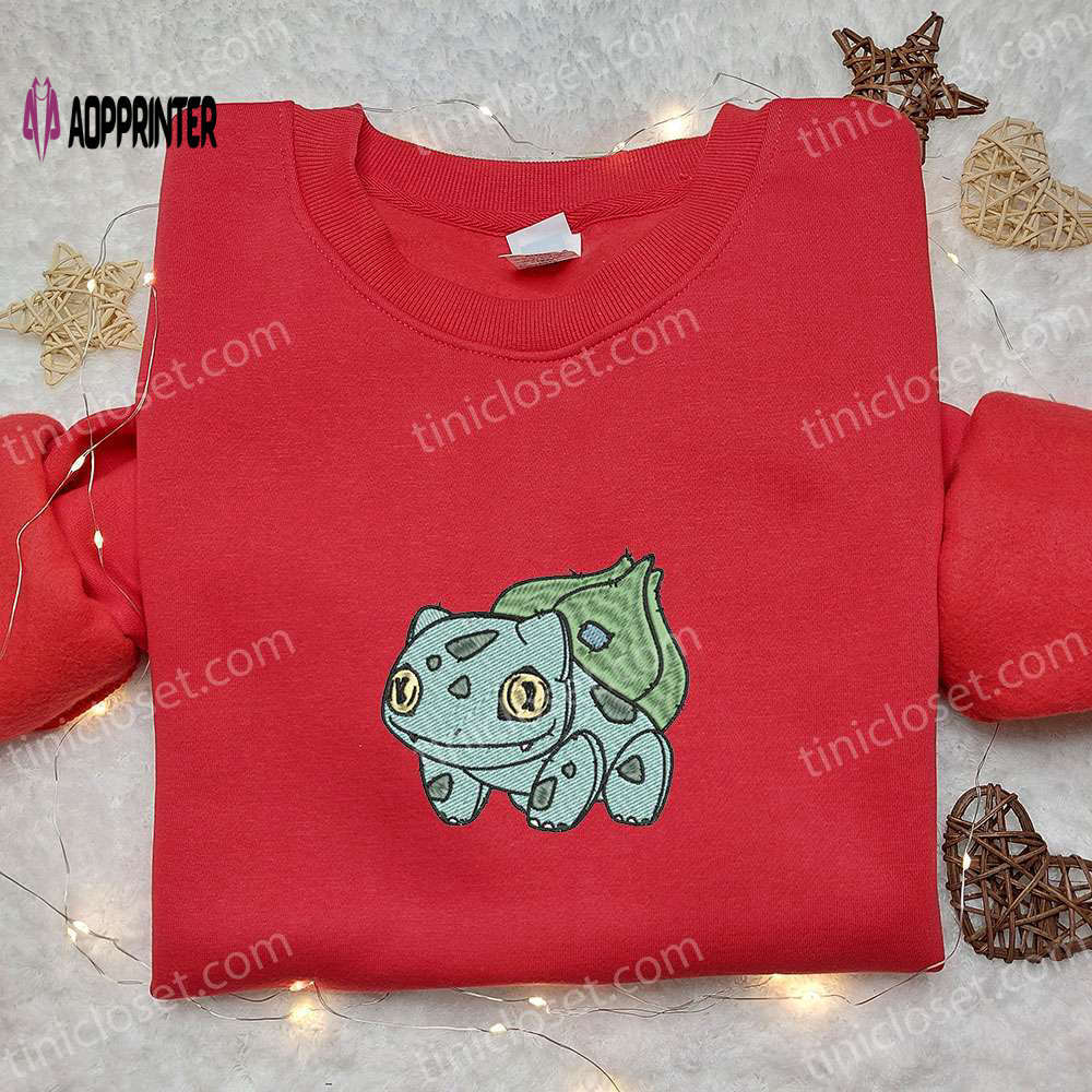 Spooky bulbasaur pokemon embroidered shirt – halloween & pokemon inspired design Embroidered Shirt