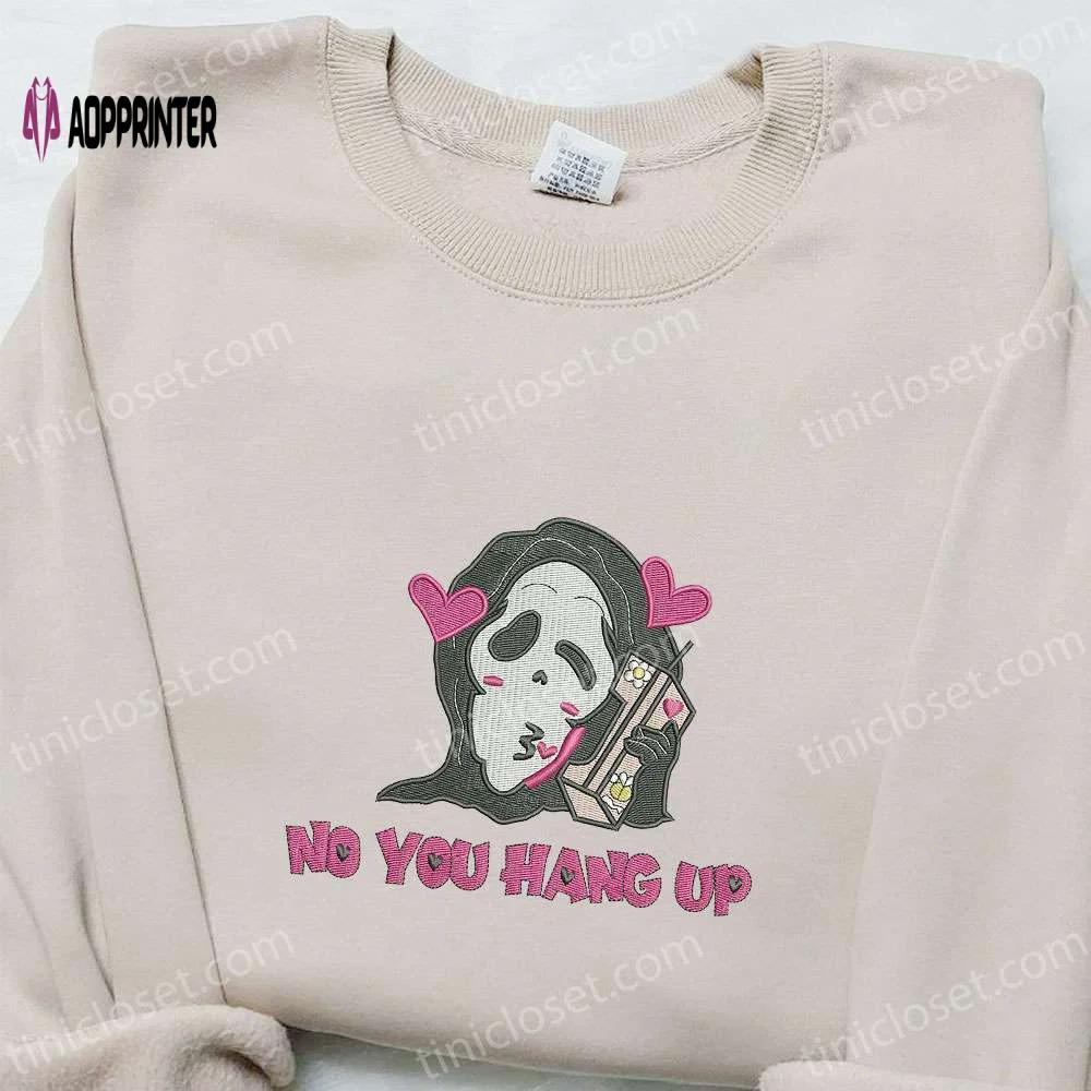 Spooky halloween embroidered shirt & hoodie collection: no you hang up ghost funny t-shirt Embroidered Shirt