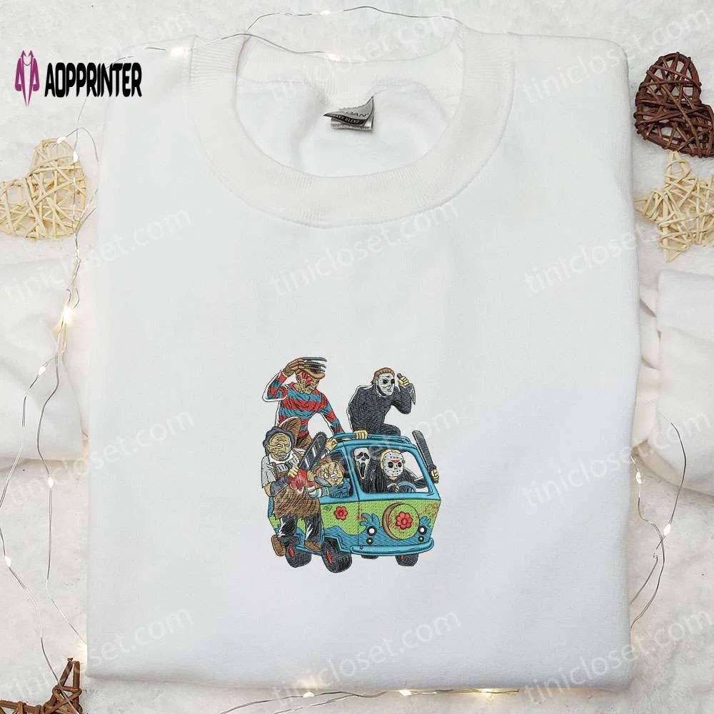Spooky halloween gang embroidered shirt: spirit t-shirt & funny hoodie Embroidered Shirt