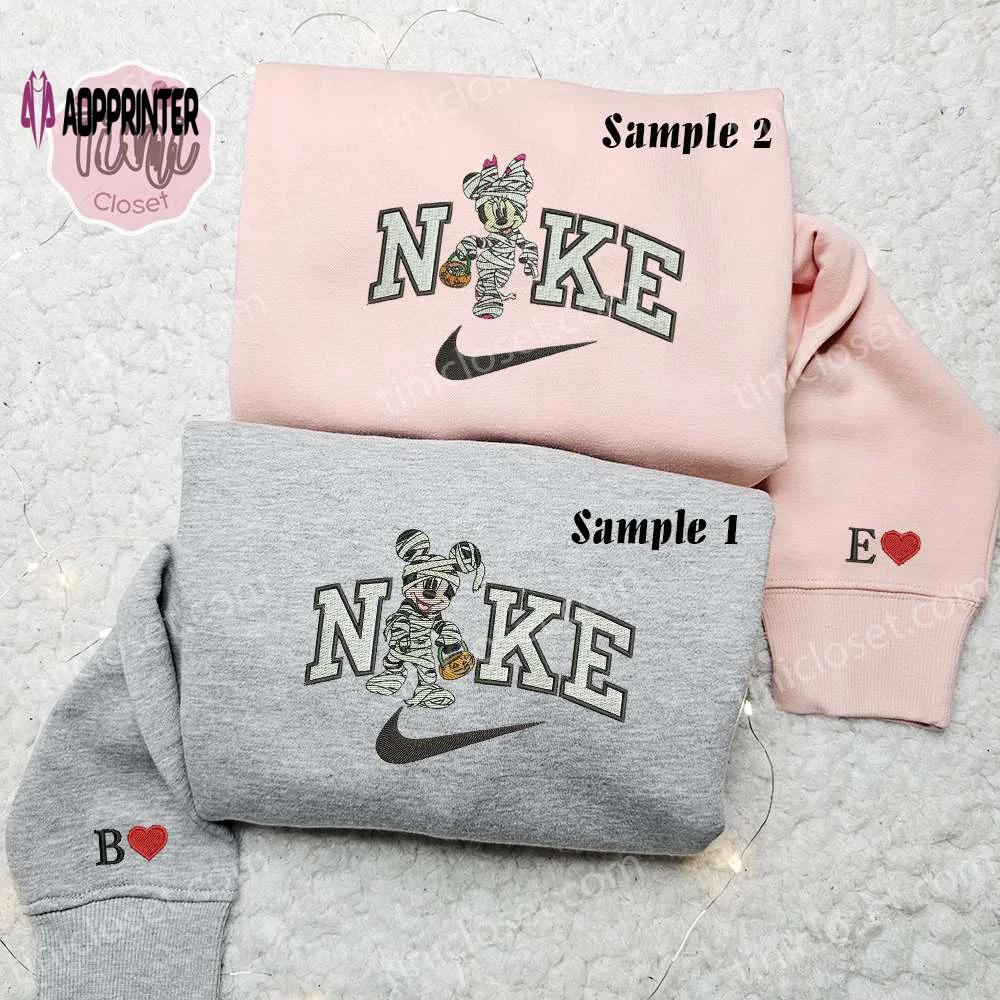 Spooky mummy x nike couple shirt disney characters hoodie & halloween sweatshirt Embroidered Shirt