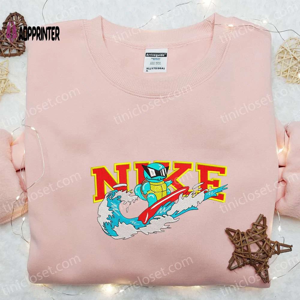 Squirtle surfing x nike embroidered sweatshirt – pokemon anime shirt the ultimate gift Embroidered Shirt